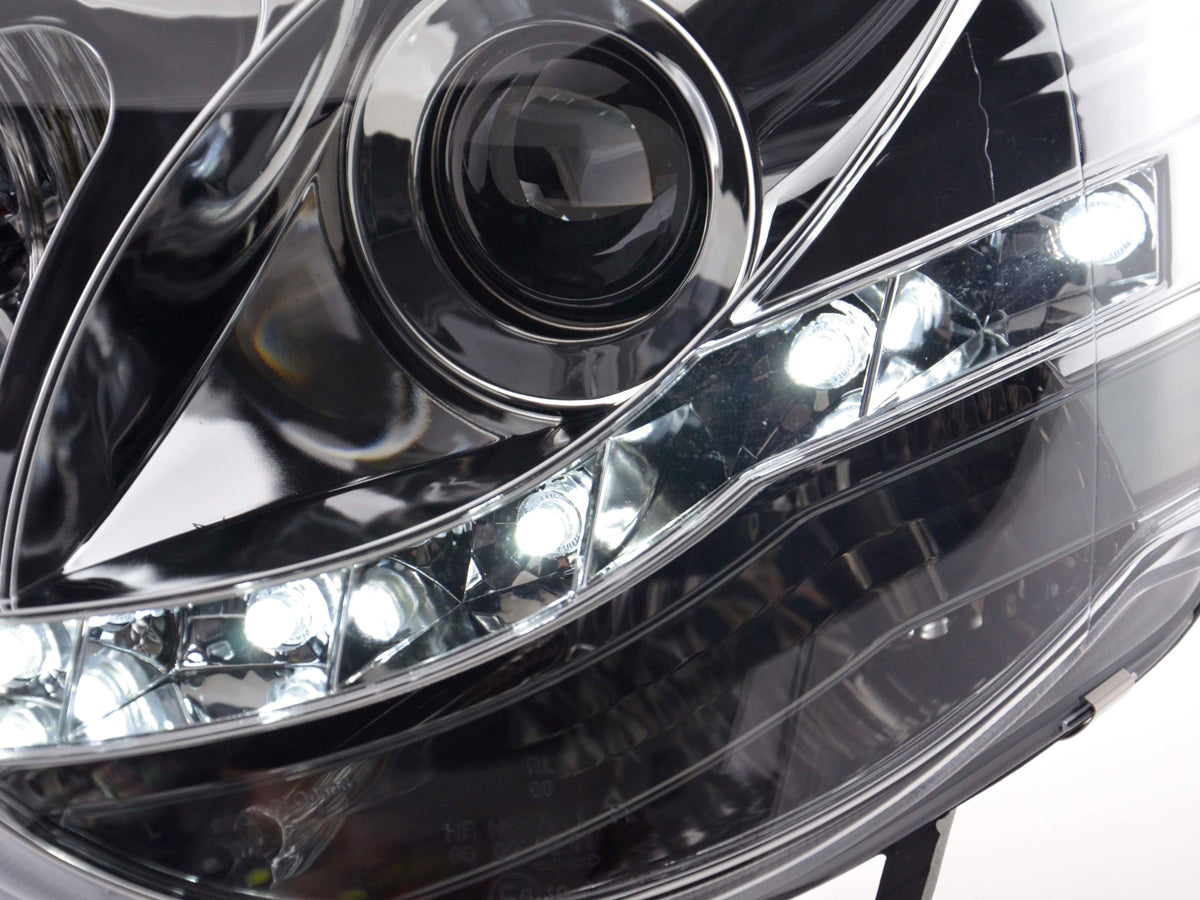 Scheinwerfer Set Daylight LED Tagfahrlicht VW Polo 4 9N3 chrom Scheinwerfer Set Daylight LED Tagfahrlicht VW Polo 4 9N3 chrom